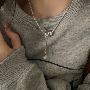 Collier pendentif de luxe haut de gamme en argent pur S925 d'inspiration japonaise avec un diamant unique, design polyvalent pour hommes et femmes - Product Image 2