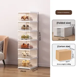 خزانة تخزين أحذية بلاستيكية شفافة قابلة للطي بدون حاجة للتركيب بالجملة - Product Image 6