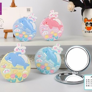 Baby Shark Portable Round Folding Makeup <b>Mirror</b> Double Sided Mini <b>Compact</b> For Women Pocket Handheld Travel Use - Product Image 4