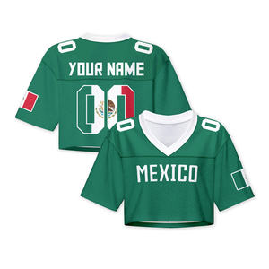 Maglie da calcio crop top personalizzate da donna con scollo a V 2026, T-shirt streetwear in mesh con stampa bandiera Brasile Spagna <span class=keywords><strong>Argentina</strong></span> - Product Image 3