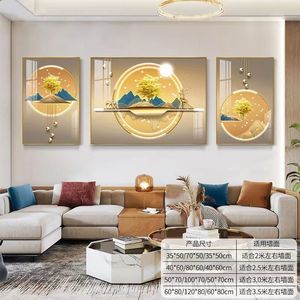 Peinture Murale <span class=keywords><strong>Triptyque</strong></span> Moderne de Luxe en Porcelaine Cristal, Art Mural Abstrait sur Toile pour Décor d'Entrée de Maison - Product Image 6
