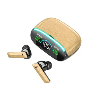 Wood tws wireless M46 M 46 tws wooden bamboo color headphones earphones earbuds with power bank powerbank