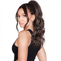 Extensions de cheveux bouclés à tresser, queue de cheval à pince effet vague d'eau, extensions de cheveux synthétiques, application facile, vente en gros