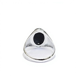 925 Sterling Silver Oval Black <b>Onyx</b> Gemstone <b>Ring</b> Custom Engraving <b>Signet</b> Band Wholesale Manufacturer India - Product Image 4