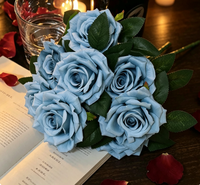 Head Diamond Rose Kunstbloemenboeket Realistische neprozen voor bruiloft Bloemstuk Thuis Tafeldecoratie