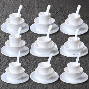 Melamine White Tableware <b>Set</b> 4 Piece Round Solid Color For Hotel <b>Restaurant</b> Use - Product Image 3