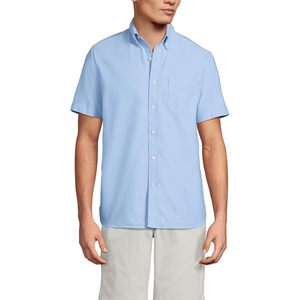 Chemise à manches courtes pour homme FOXA, bleu clair, en popeline de coton, décontractée, respirante, coupe ajustée - Product Image 1