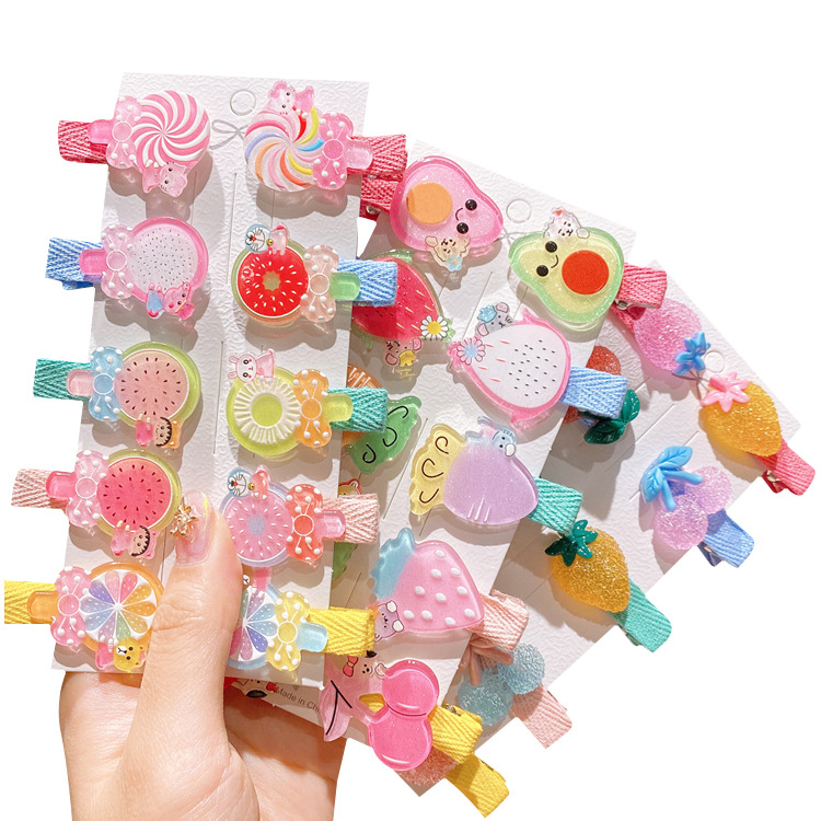 2021 милый дизайн Детские аксессуары для волос Мультяшные заколки для волос набор заколок для волос Детские радужные заколки для волос для детей