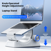 Support pour ordinateur portable avec levage par bouton, design ergonomique pour le bureau, réglable en hauteur de 136 à 212 mm pour un confort optimal de la colonne vertébrale