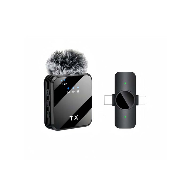Mini Phone Microphone 2 in 1 Wireless Lavalier Microphone Audio Video Recording Mic
