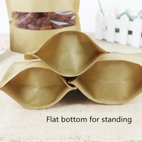Stand Up Kraft Paper Pouch Sac Avec Fenêtre Fond Gousset Écrous Alimentaire En Plastique Emballage Sac en papier pochette avec fermeture éclair