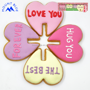 Biscuits glacés en forme de coeur avec messages "<span class=keywords><strong>Love</strong></span> You", "Hug You", biscuits sucrés de 80g pour biscuits de la Saint-Valentin - Product Image 1
