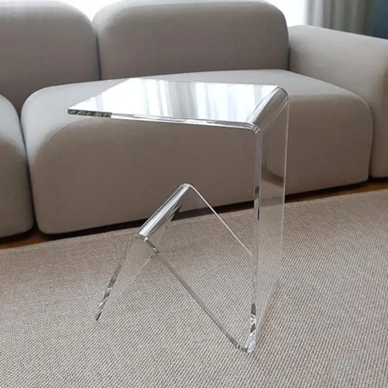 Basit modern temizle dayanıklı taşınabilir çok fonksiyonlu sehpa akrilik yan masa akrilik bilgisayar masası