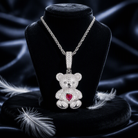 Pendentif Ours en Moissanite Plaqué Or Style Hip-hop EU US, Collier Polyvalent Tendance, Bijou Mignon en Forme d'Ours
