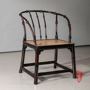 Bamboo <b>Armchair</b> Lacquered Woven Seat Handmade Chinese Style Living Room Chair - Product Image 3
