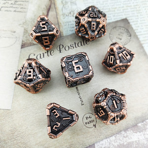 Juego de Dados Metálicos Steampunk para D&D, Dados Poliédricos con Esmalte Dorado y Azul para Juegos de Rol como Dungeons and Dragons, Regalos para Fanáticos de D&D - Product Image 2