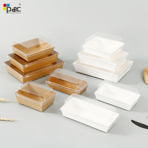 Kraft paper box fast food custom printing box with PET cover food grade paper french fries sushi