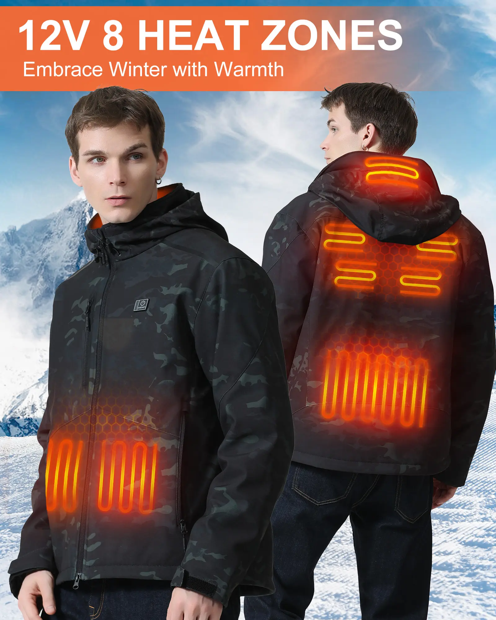 12V beheizte Winter jacke Elektrische Wärme jacke Beheizte 7,4 V Kleidung Thermo mantel