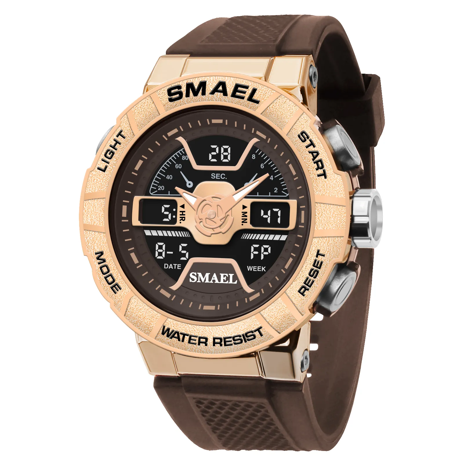 高級時計SMAEL8067 relojes hombreステンレススチールメンズ防水デジタル時計クォーツ合金時計