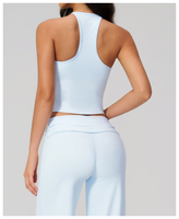 Ensemble de yoga personnalisé pour femme avec logo – Débardeur brossé à manches courtes dos nageur et soutien-gorge de sport croisé, short taille haute – Vente en gros OEM ODM