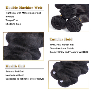 Grado 8A Visone Brasiliana Dei Capelli Del Virgin Dell'onda Del Corpo del Commercio All'ingrosso Brasiliano Dell'onda Del Corpo Brasiliani del virgin dei capelli Bundle Con Chiusura - Product Image 3