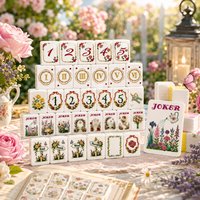 Jeu de tuiles de Mahjong en acrylique de qualité supérieure, 166 tuiles complètes, dos de couleur unie, Dragon Vent Joker Fleur, Vente en gros personnalisée