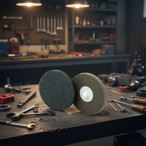 Tampon de polissage unitaire Fervi Fast Lock 100 mm, abrasif double face pour le finissage du métal et de la peinture - Product Image 3