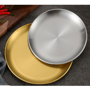 Plateau rond en acier inoxydable poli miroir, plateau de service en métal argenté ou doré, pour restaurant, camping, barbecue, dîner, vente en gros - Product Image 3