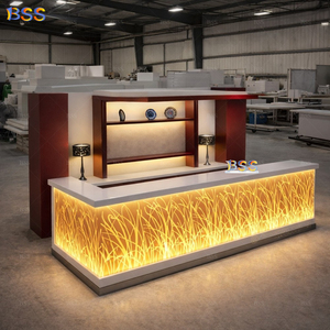 Barra de <span class=keywords><strong>Bar</strong></span> en Forma de L, Diseño Moderno y Contemporáneo, Personalizada, de Alta Gama, Gran Barra de <span class=keywords><strong>Bar</strong></span> de Acrílico y Mármol con Luces LED para Restaurante - Product Image 4
