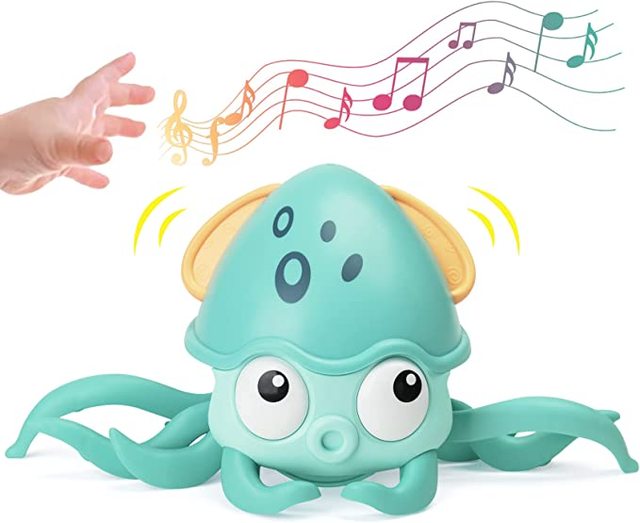 Baby Crawling Musical Dancing Octopus Toy Robot LED Light up Toys for Toddlers Babies Tummy Time Kids