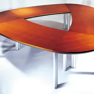 कुर्सियों के साथ आधुनिक मीटिंग टेबल कॉन्फ्रेंस प्रीफैब कार्यालय फर्नीचर मेलामाइन सफेद कॉन्फ्रेंस टेबल डेस्क