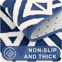 Tapis moelleux bleu à poils longs, motif géométrique texturé, pour chambre, salon, chambre d'enfant, décoration de sol