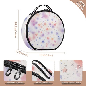 Nouvelle trousse de rangement cosmétique portable de forme ronde, sacs à maquillage imperméables, logo personnalisé, prix bas en vente - Product Image 6