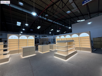 Vitrine murale LED pour maquillage, ensemble de mobilier de présentation pour magasin de beauté avec comptoir central et poste de caisse