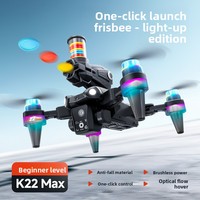 Drone jouet K22 Max à double caméra FPV, lanceur de frisbee, flux optique, lumières éblouissantes, quadricoptère pliable pour photos aériennes, moteur sans balais