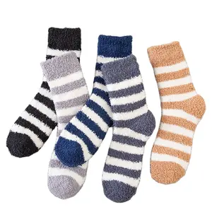 KTK Männer Unisex Streifen gemütliche Mikro faser warme Fuzzy Slipper Socken