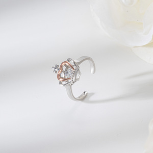 Anelli Regolabili Ame Oro Rosa Placcato Pietra di Vito Collana Corona Cuore <span class=keywords><strong>Regina</strong></span> 925 in Argento Sterling per Donne <span class=keywords><strong>Gioielli</strong></span> - Product Image 5