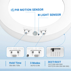 <span class=keywords><strong>Plafonnier</strong></span> <span class=keywords><strong>LED</strong></span> Dimmable pour <span class=keywords><strong>Salle</strong></span> <span class=keywords><strong>de</strong></span> <span class=keywords><strong>Bain</strong></span> avec Mode Capteur 7 Pouces 12W Blanc Noir Garantie 5 Ans - Product Image 2