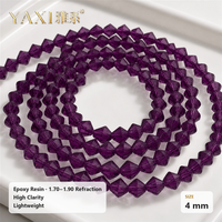 Perles en résine époxy à double pointe en forme de diamant de 4 mm, sur fil, écologiques et durables, pour la fabrication de bijoux et de maillots de bain