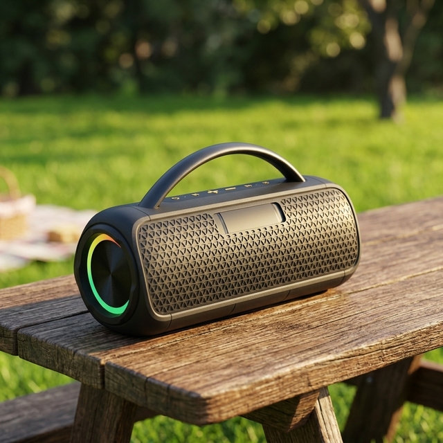 Private Factory Wholesale Handheld Waterproof bluetooth Speaker Deep Bass Portable Outdoor Boombox RGB Light IPX7 Waterproof