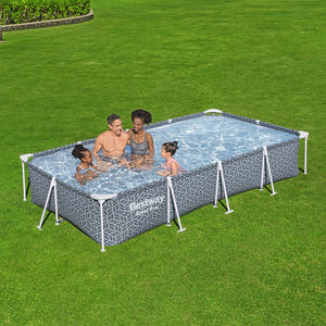 Piscina Elevada Rectangular de Acero con Marco de PVC para Exteriores, Plegable, con Bomba de Filtro, para Jardín, 561FT - Product Image 1