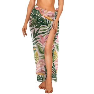 New Arrival Banana Leaf Print Beach Towel Wrap Skirt Vacation Style Tie-Up <b>Bikini</b> Cover-Up Custom Print Bathing Suit <b>Sarong</b> - Product Image 2