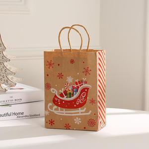 Sac en papier kraft de luxe personnalisé avec poignées, imprimé pour cadeaux de Noël, de Nouvel An et de fête, idéal pour l'emballage artisanal - Product Image 5