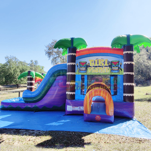 Commercial kids outdoor backyard jumping castle tiki plunge combo slide bounce <b>house</b> <b>inflatable</b> water - Product Image 4