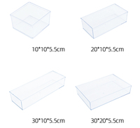 Ensemble de 4 tailles, boîte de rangement en plastique PS transparent, écologique, pour la maison, le bureau, la cuisine, la salle de bain, tiroir combiné réglable