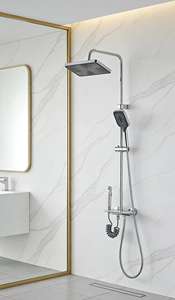 <span class=keywords><strong>Mitigeur</strong></span> de douche thermostatique multifonction de luxe en laiton pour baignoire apparente avec fonction pluie - Product Image 2