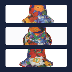 Peinture à l'huile fleur toile large bord pêcheur casquette imprimé Logo personnalisé chaîne seau <span class=keywords><strong>chapeau</strong></span> pour hommes femmes voyage randonnée plage - Product Image 2