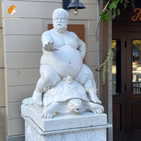 Estatua de Hombre Gordo de Tamaño Real en Mármol, Tallada a Mano, Tallado en Piedra Natural para Paisajes, en Venta, Marca MILY