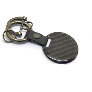 Metal <b>Custom</b> Round Car <b>Keychain</b> Leather Key Ring <b>Keychain</b> Accessories Stainless Steel Carbon Fiber <b>Keychain</b> - Product Image 1