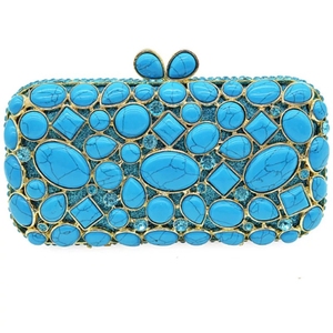 Elegante <span class=keywords><strong>Bolso</strong></span> de Noche de Ágata Azul para Dama, Diseño de Lujo con Gemas <span class=keywords><strong>Turquesa</strong></span>, Bolsos de Mano con Pedrería para Boda y <span class=keywords><strong>Fiesta</strong></span> - Product Image 4